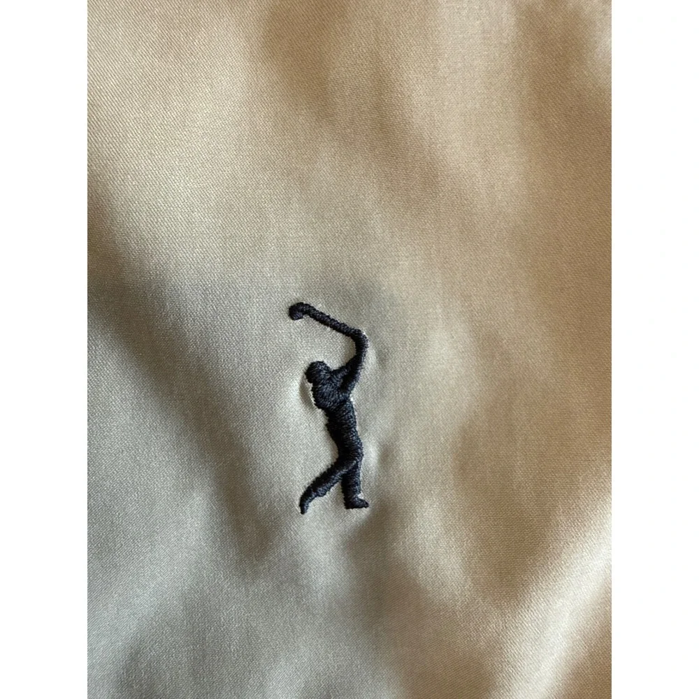 PGA Tour Mens Large Tan Convertible Quarter Zip Windbreaker Golf Jacket Pullover